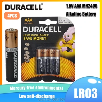 4PCS Originalus Duracell 1,5 V LR03 AAA Šarminės Baterijos Žaislų Žibintuvėlis Elektros dantų šepetėlį Laikrodis Pelės Pirminės Sausas Baterija