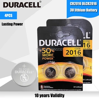 4PCS Originalą DURACELL CR2016 Mygtuką Cell Baterijos 3V Ličio Baterijas Žiūrėti Žaislas Kompiuterio Skaičiuoklė Valdymo DLCR 2016