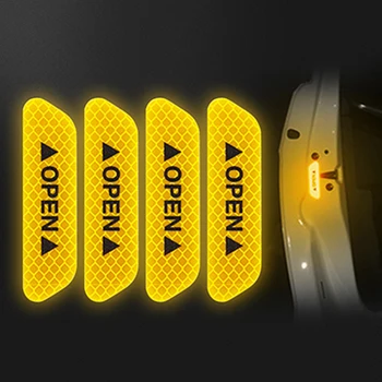 4Pcs/Set Automobilių ATIDARYTI Atšvaitinės Juostelės Atspindinčios Juostelės Automobilių stiliaus 4 Spalvų Saugos Ženklo Automobilių Stick Įspėjimo Ženklas, šviesą Atspindintis Lipdukas