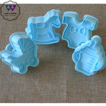 4Pcs/set Kūdikių Tipas Plastikinių Kepimo Formą Virtuvės Sausainių Cookie Cutter Konditerijos Stūmoklį 3D Minkštas Tortas Dekoravimo Įrankiai