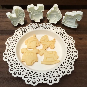 4Pcs/set Kūdikių Tipas Plastikinių Kepimo Formą Virtuvės Sausainių Cookie Cutter Konditerijos Stūmoklį 3D Minkštas Tortas Dekoravimo Įrankiai