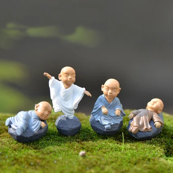 4pcs Statulėlės Pasakų Namų Dekoro Priedai Kawaii Kinijos Budistų Vienuolių, Miniatiūriniai Bonsai Sodo Baldai, Dervos Amatų