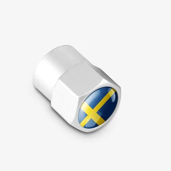 4Pcs švedijos vėliava Automobilių 3D metalo Švedijos Herbas Varantys Padangų Vožtuvas Dangteliai, Volvo V70 XC40 XC60 90 S60 V60 VW Golf