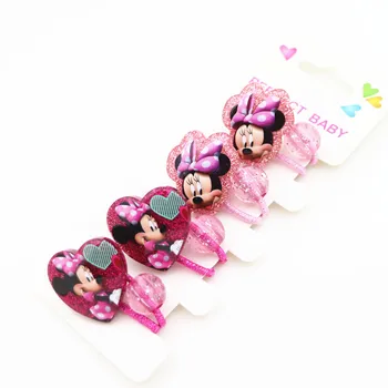 4pcsDisney animacinių filmų vaikams Mickey Mouse plaukų virvę mergaitė gimtadienio dovana galvos apdangalai lėlės priedai galvos ratas kosmetikos gumos juosta