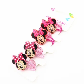 4pcsDisney animacinių filmų vaikams Mickey Mouse plaukų virvę mergaitė gimtadienio dovana galvos apdangalai lėlės priedai galvos ratas kosmetikos gumos juosta
