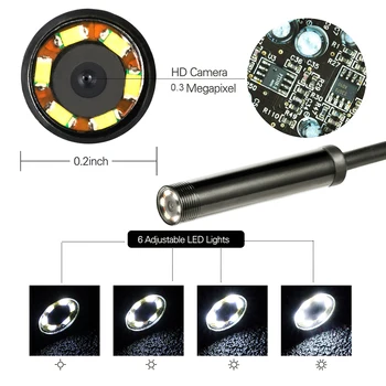5.5 mm Endoskopą Kamera Borescope USB Tikrinimo Kameros 1M-10M Kietos Vielos Lanksti, atspari Vandeniui IP67 6LEDs Kameros, skirtos Android PC