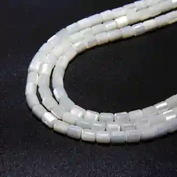 5*6 mm Baltos spalvos Natūralių Motina Pearl Shell Granules, Cilindro Formos, Pearl Shell Karoliukai Papuošalai Priėmimo 15