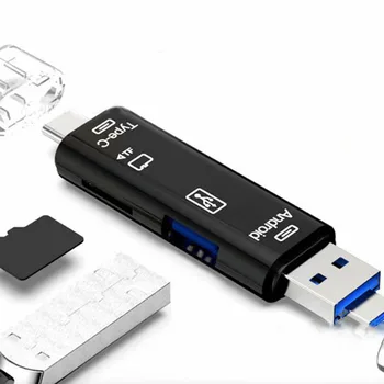 5-in-1 Daugiafunkcinis OTG Kortelių Skaitytuvas Micro SD / SD Kortelę / USB Reader 