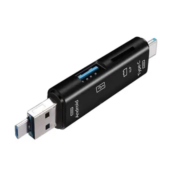 5-in-1 Daugiafunkcinis OTG Kortelių Skaitytuvas Micro SD / SD Kortelę / USB Reader 
