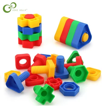 5 rinkiniai Varžtas blokai plastiko įterpti blokus, riešutų forma žaislai vaikams Švietimo Žaislai, modeliai GYH
