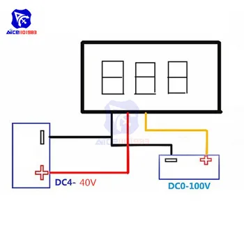 5 Spalva Mini LED Digital Voltmeter DC 4-30 V 0.28 Colių, 3 laidų DC 0-100V Voltų Įtampos Matuoklio Indikatorius, Testeris LED Ekranas