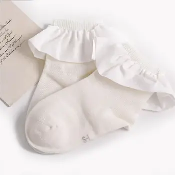 5 Spalvų vaikas trumpos kojinės su nėrinių pasaulis juokingas laimingas megzti kūdikių naujagimių bamblys kūdikių kojinės mergaitėms amžiaus 2-8 metų amžiaus