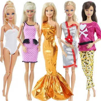 5 Vnt. / Daug Rankų darbo Mini Suknelė Mišraus Stiliaus Vestuves Dėvėti Sijonas Nėrinių Suknelė Drabužius Barbie Lėlės Priedai Žaislas Vaikams