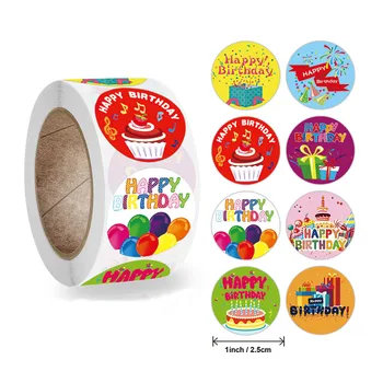 50-500pcs 1inch su gimtadieniu lipdukas 8 dizainų šalies dovanų paketą, sandarinimo etikečių apdailos juostos raštinės reikmenys