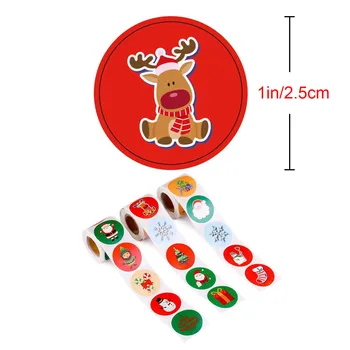 500 Lapų/Roll Apvalios Etiketės Snaigės Kalėdų Senelis Pakuotės Lipduko už Saldainių Maišą Dovanų Dėžutės, Pakavimo Krepšys Kalėdinė Dekoracija