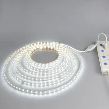 5050 220V 60LEDs/m LED Kabinetas šviesos lanksti lempa Juostos aliuminio lydinio waterpoof virtuvės namų Puošybai apšvietimas su ES Plug