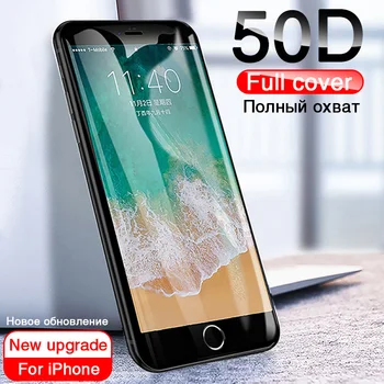 50D Visiškai Padengti Grūdinto Stiklo iphone 8 7 Plius 6 6s Stiklo screen protector, iphone X XS MAX XR 5 5S SE Apsauginis Stiklas