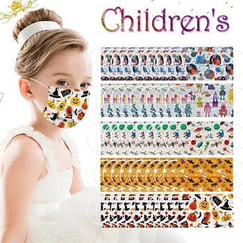 50PC Helovinas moliūgų kaukė mielas grimace vaikas kaukė puikus spausdinimo vaikų kaukė vienkartinės veido kaukė pramoninės 3 sluoksnių ausies kilpą