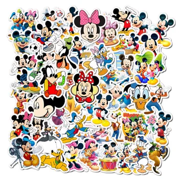 50Pcs Disney Užšaldyti Karikatūros Lipdukai Dygsnio Mickey Minnie Gitara Bagažo Vandeniui Lipdukas Riedlentė Nešiojamas Stikers Žaislai