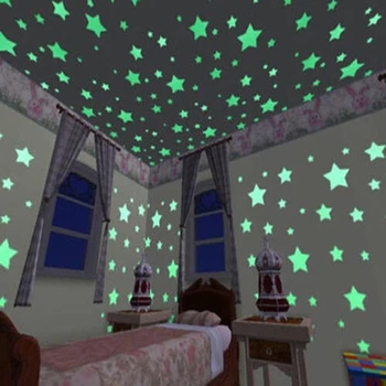 50pcs Pvc Žvaigždės Švyti Lipdukai Šviesos Tamsoje Naktį Liuminescencinės Sienos Meno 3D Namų Lipdukai Vaikų Kambario Lubų Jungiklis Apdaila