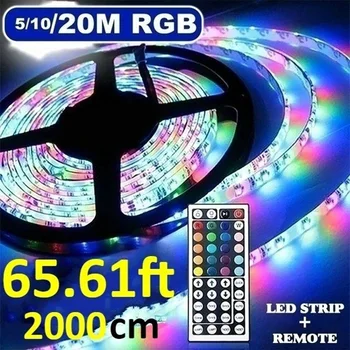 5m 10m, 20m LED Šviesos Juostelės RGB SMD 3528 Lanksčios Juostelės fita led šviesos juostelės Šviesos DC 12V RGB Diodų Juosta Nuotolinio Valdymo Adapteris