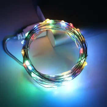 5m 10m LED String Žibintai, Sidabro spalvos Viela pasakų žibintai girliandą powered by USB Namų puošybai Gimtadienis, vestuvės Atostogų apšvietimas