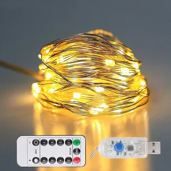 5M/10M LED Užuolaidų Girliandą Apšvietimo USB String Žibintai Pasakų Girlianda Nuotolinio Valdymo Naujųjų Metų Kalėdų Dekoracija Namuose Kambarys
