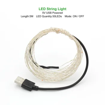 5M 10M USB Powered LED String žibintai, Sidabro spalvos Viela Pasakų Girliandą Naujųjų Metų Vestuvių Dekoro Kalėdinė Dekoracija Namuose Kambarys