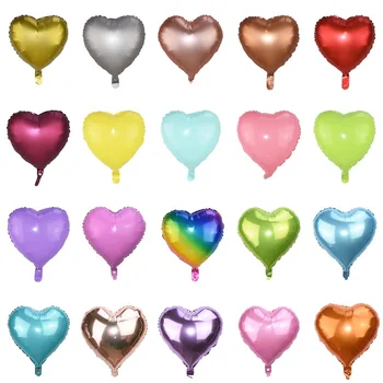 5pcs/lot 18inch Gold Silver Pink Heart Shape Foil Balloon for Wedding Birthday Party Decorations Christmas Aluminum Foil Ballons