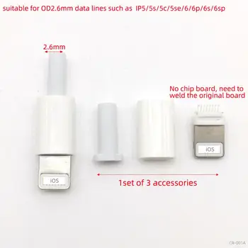 5sets USB iphone male kištukas su drožlių plokščių jungtis suvirinimo 2.6/3.0 mm Duomenų OTG eilutės sąsaja 