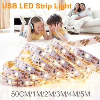 5V LED Šviesos Juostelės USB 2835 SMD Fita LED Juostelės Šviesos Juosta Lanksti Lempa TV Led Apšvietimas Apšvietimo Miegamojo, Virtuvės, Spintelės, Lempos