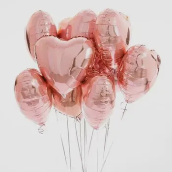 5vnt 18inch rose gold red star širdies folija balionai vestuvių meilės helio pripūsti kamuolį gimtadienio apdailos balionas kūdikių dovanos