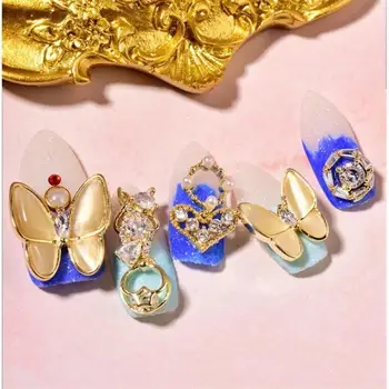 5vnt 30 stilius Crystal Butterfly / Aukso Žavesio 3D Lydinio Drugelis Nagų Dailės Cirkonis Perlas Metalo Manikiūro Nagai 