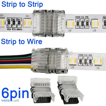 5vnt/daug 6Pin 6-Pin Jungtis LED Juostelės su Viela arba Juosta, Juostos Ryšys Naudoti Terminalų Ne vandeniui RGB+BMT LED Juostos