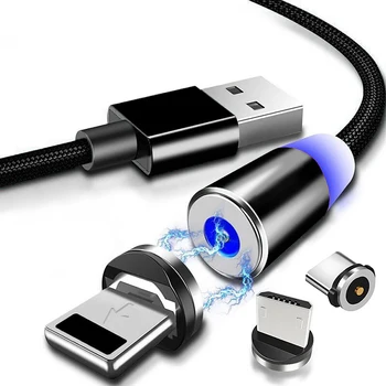 5vnt Magnetinio USB Kabelio Greito Įkrovimo C Tipo Kabelį Langelį Magnetas Įkroviklis Galvos Micro USB Kabelis Mobiliojo Telefono Kabelis USB Laido Kištuką