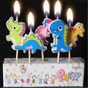 5vnt/Pakuotė Mielas Dinozauras Žvakės Kūrybinės Amatų Žvakės Vaikų Gimtadienio Animacinių filmų Žvakė Nėra Dūmų Torto Kepimo Apdaila