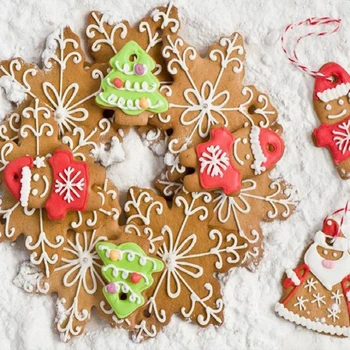 5vnt/Set Kalėdų Snaigės Formos Nerūdijančio Plieno Cookie Cutters Torto Kepimo Formos Minkštas Apledėjimo Pelėsių Kalėdų Kepimo Formą