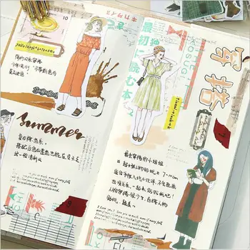 6-49 vnt./daug Saldus mergina retro figūra popierius, lipdukas, Japonijos ir korėjos stiliaus dienoraštis papuošti lipdukas vaikams, Kanceliarinės prekės ženklas