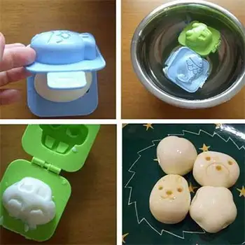 6 Vnt. Virtų Kiaušinių Pelėsių Mielas Animacinių filmų 3D Kiaušinių Žiedo Formos Bento Maker Cutter Kiaušinių Dekoravimo Priemonė
