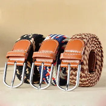 60 spalvų Vyrų/Moterų drobės pin sagtis, diržus Atsitiktinis elastinės juostos Pintas diržas