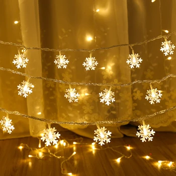 6M 40LED Snaigės Kamuolys Star Baterija String Žibintai Kalėdinė Girlianda Pasakų Curtian šviesos Kalėdos medis Naujųjų Metų Šaliai Dekoro