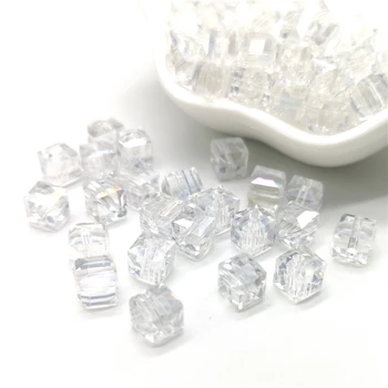 6mm Kristalų, Stiklo Karoliukai, Priedai Papuošalų Priėmimo, Kvadrato Formos Crystal Cube Stiklo Karoliukai,20 vnt./daug