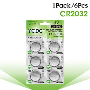 6Pcs/1Cards YCDC CR2032 3Volt Ličio Mygtukas Baterijų DL2032 ECR2032 BR2032 Dėl Cholesterolio Bandymų Metrų Monetos Cell Baterijos