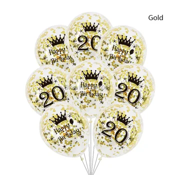 6pcs 20 21 22 23 24 balionai pakilo auksas, sidabras 20 21 22 23 24 gimtadienio dekoracijas, konfeti jubiliejų balionas