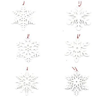 6pcs Balta Raudona Mediniai Snaigių Ornamentai, Kalėdų Papuošalų, Namų Navidad Medžio Decoracion Užšaldyti Šalies Prekių Vestuvės