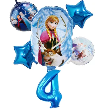 6pcs Disney Užšaldyti princesė helio balionai 32inch skaičius Baby shower folija kolbų gimtadienio dekoracijos vaikams, žaislai mergina
