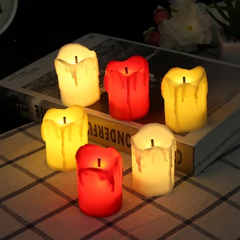 6Pcs LED Žvakė Flameless Tealight baterijomis, Žvakės Nekilnojamojo Parafinas Ramsčių Atostogų Vestuves Dekoro 3 Spalvos