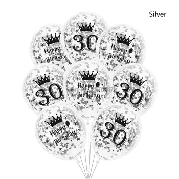 6pcs/partijos numeris 30 31 32 33 34 gimtadienio balionai pakilo auksas, sidabras 30 gimtadienio dekoracijas, konfeti jubiliejų balionas