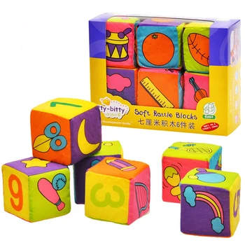 6pcs/set Medžiaga Blokuoti Kūdikių Žaisti Minkštas Barškutis Žaislai Kūdikiams Dėlionės Blokai Kūdikio Barškutis Žaislas Švietimo Žaislai, Žaislai 0 12 Mėnesių