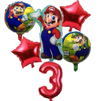 6pcs Super Mario Balionai 32 Colių Numeris Balionai Berniukas Mergaitė Gimtadienio Luigi Bros 